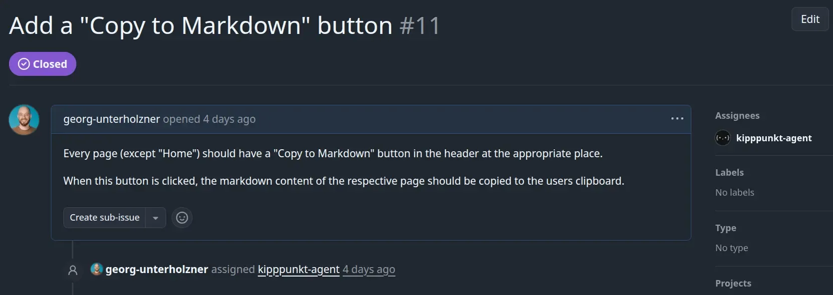Issue created